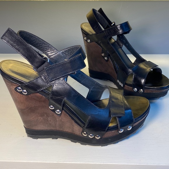 Stuart Weitzman black calf wedge. Worn once. - Picture 2 of 11